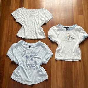 Kids' White and Blue Graphic Tees